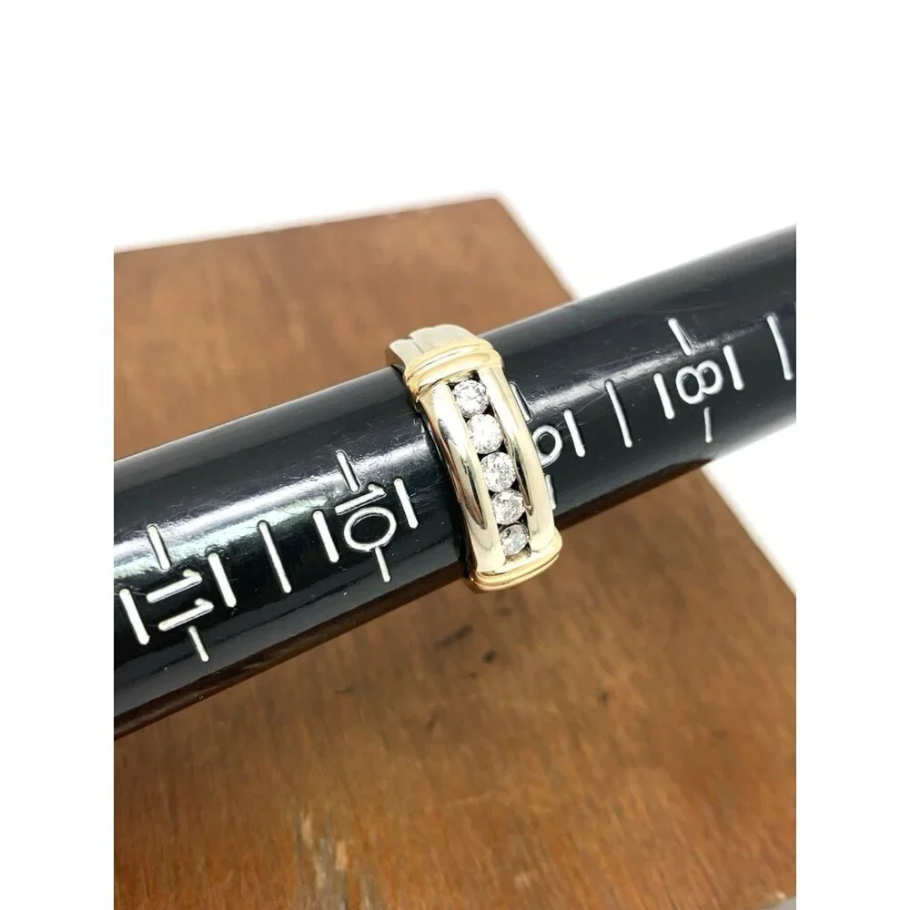 Wedding Band Two Tone 14k Gold Diamond 0.50ctw Ring Estate Jewelry Size 9.25